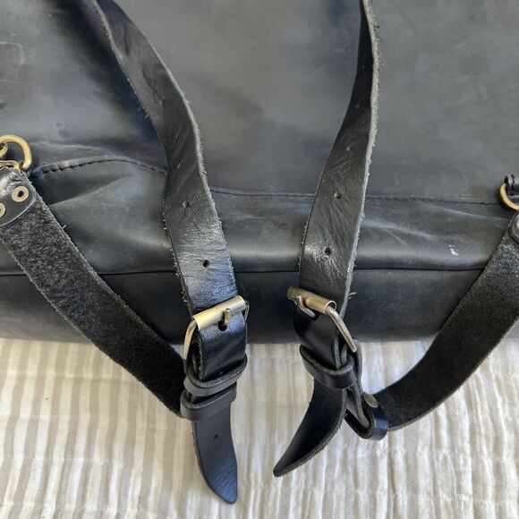 Kruk Garage Black Leather Backpack Bag Beautiful